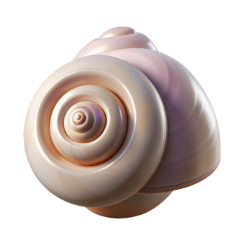 wonderful creative A single, polished seashell, spiral-shaped genuine png