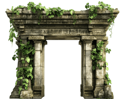 An old stone arch with vines growing on it png