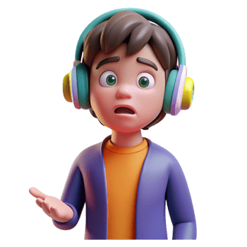 vibrant rustic Confused teenager with headphones detailed png