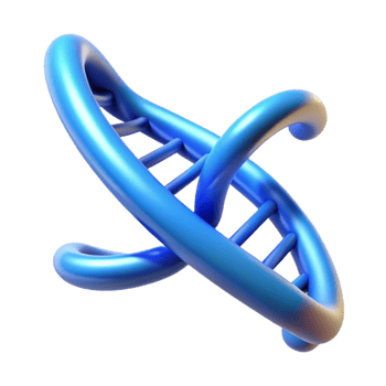 dramatic creative A DNA strand rendered in 3D, glowing with a vibrant blue light, rotating slowly, in a scientific visualization style genuine png