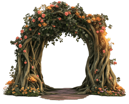 An arch made of flowers and vines png