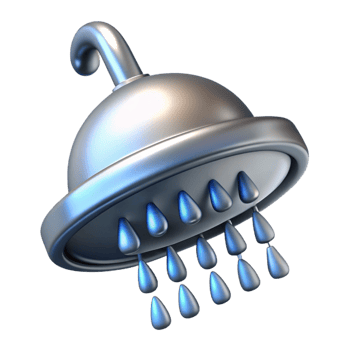 impressive creative Shower head, rainfall style, chrome 4K png