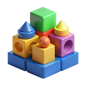 vibrant modern Building blocks, colorful, various shapes, exclusive png