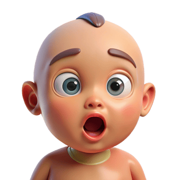 dramatic vintage Surprised baby with wide open eyes, high resolution png
