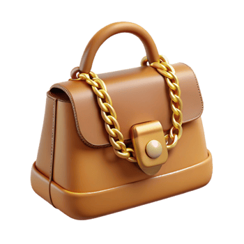 extraordinary vintage Leather handbag with gold chain, genuine png