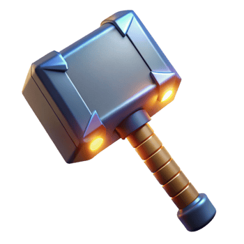 wonderful rustic Mjolnir, Thor's hammer, powerful and glowing, genuine png