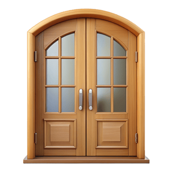 dramatic vintage Front door, double, wood, glass panels, exclusive png