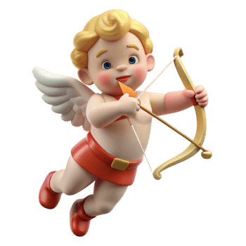 impressive minimalist Cupid, cherubic, aiming a bow and arrow, high resolution png