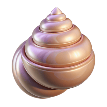 elegant minimalist A single, polished seashell, spiral-shaped detailed png