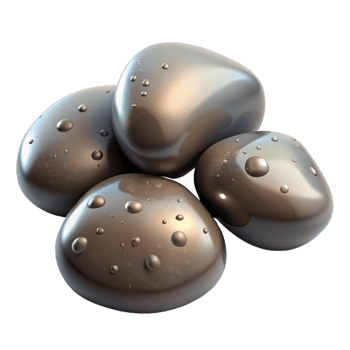 impressive contemporary A group of pebbles smoothed by water, wet and reflective, studio lighting, minimalist style detailed png