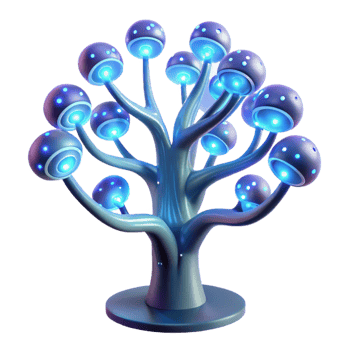serene vintage A Bioluminescent Tree with Integrated high quality png