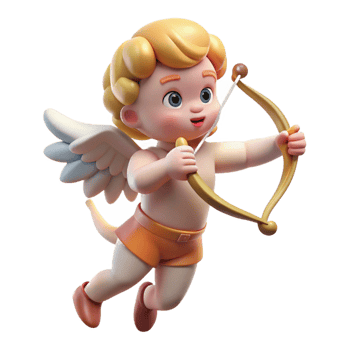 magnificent traditional Cupid, cherubic, aiming a bow and arrow, 4K png