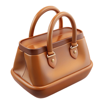 serene modern Leather handbag, brown, tote style, authentic png