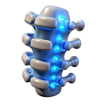stunning vintage Cybernetic spine implant with glowing nodes genuine png