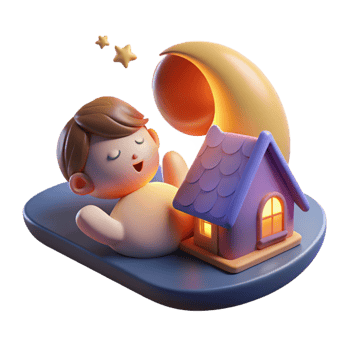 beautiful contemporary A protective household spirit, radiating a warm glow, floating above a sleeping child, lit by soft moonlight, in a children's book illustration style professional png