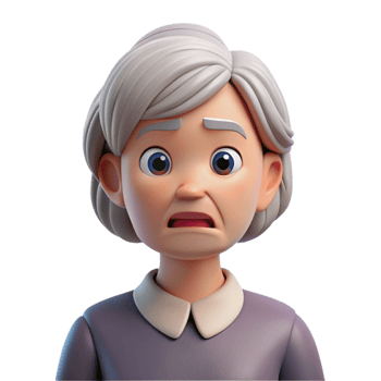 elegant minimalist Confused senior woman with furrowed brow detailed png