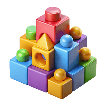 stunning artistic Building blocks, colorful, various shapes, genuine png