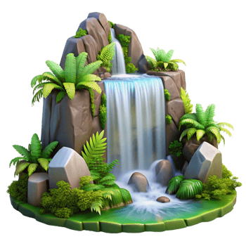 beautiful rustic A Cascading Waterfall Surrounded by Lush authentic png