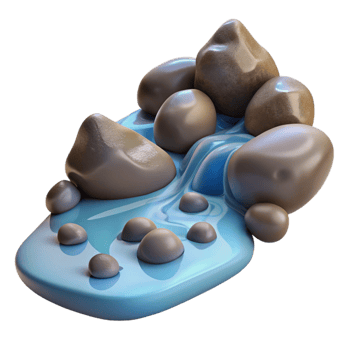 impressive abstract A Bubbling Stream Flowing over Smooth detailed png