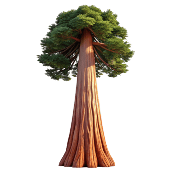 A giant sequoia tree reaching towards the sky, majestic and ancient, realistic rendering png