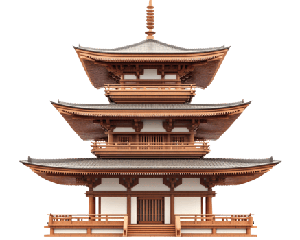 A japanese pagoda with a large roof png