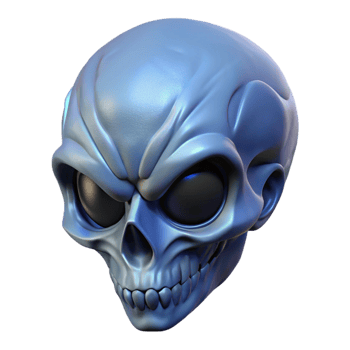 wonderful classic Alien skull, elongated shape, bony ridges authentic png