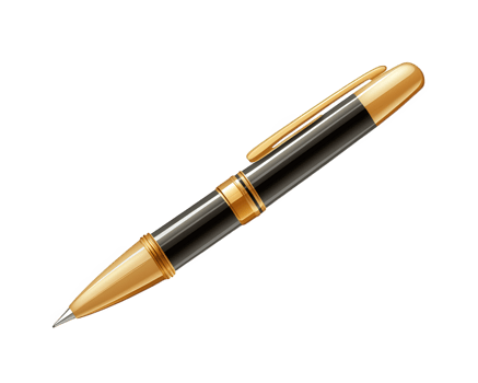 Elegant black and gold pen, perfect for writing and signing documents, showcasing sleek design and premium quality. Ideal for office or personal use png
