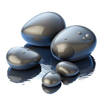 extraordinary modern A group of pebbles smoothed by water, wet and reflective, studio lighting, minimalist style premium png