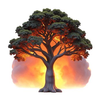 wonderful minimalist A lone, weathered oak tree silhouetted against a fiery sunset, dramatic lighting, digital art original png