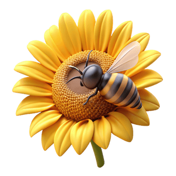 extraordinary abstract A close-up of a bee collecting pollen from a sunflower, golden hour lighting, nature photography exclusive png