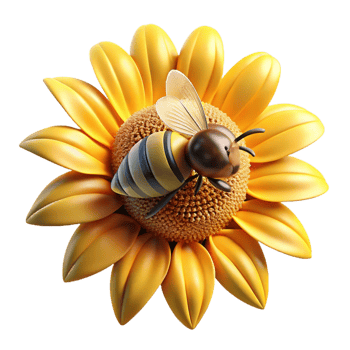 vibrant contemporary A close-up of a bee collecting pollen from a sunflower, golden hour lighting, nature photography detailed png