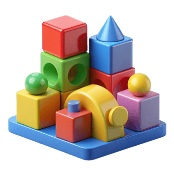 elegant vintage Building blocks, colorful, various shapes, exclusive png