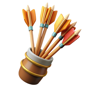stunning modern A quiver full of arrows, fletched with bright feathers high resolution png