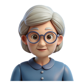 extraordinary classic Concerned senior woman with glasses, original png