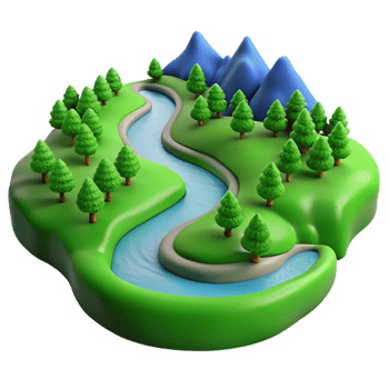 magnificent minimalist A Winding River Flowing Through a Lush exclusive png