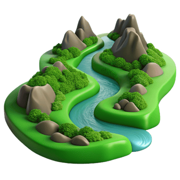 stunning rustic A Winding River Flowing Through a Lush high resolution png