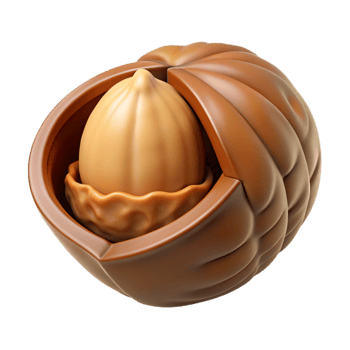elegant minimalist Open walnut shell with nut inside premium png