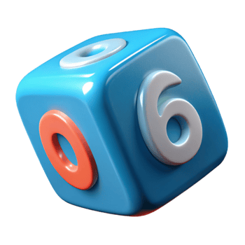 magnificent creative A single dice, showing the number six, premium png