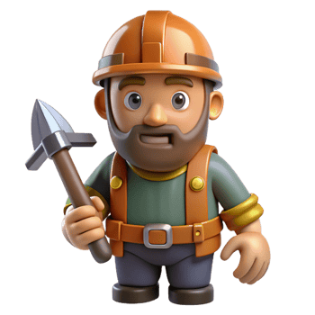 impressive abstract A dwarf miner, holding a pickaxe high quality png