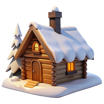 stunning vintage A rustic log cabin, nestled in snow-covered mountains, lit by a crackling fireplace, rendered in a cozy, illustrative style detailed png