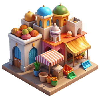 impressive classic A bustling marketplace in a Moroccan medina, vibrant textiles and intricate tilework, dappled sunlight, rendered in a vibrant, impressionistic style genuine png