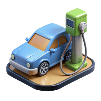 magnificent vintage Electric car charging at a station original png