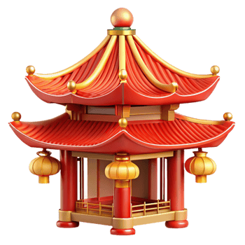 magnificent contemporary A traditional Chinese pagoda, ornate red and gold details, soft lantern light, rendered in a detailed, architectural style detailed png
