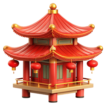 vibrant creative A traditional Chinese pagoda, ornate red and gold details, soft lantern light, rendered in a detailed, architectural style exclusive png
