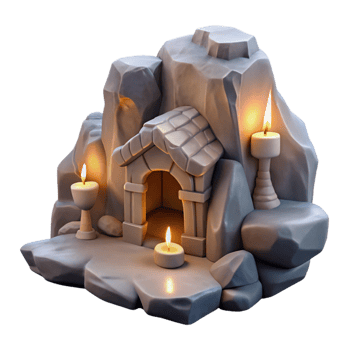 magnificent traditional A subterranean dwelling carved into a rock face, soft, flickering candlelight, fantasy art style exclusive png