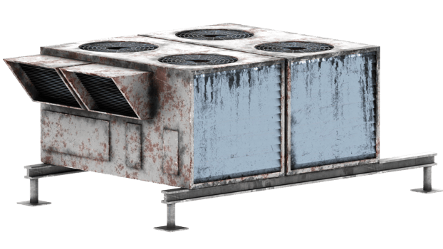 3d render industrial air conditioning unit with transparent background png