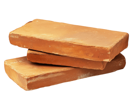 Stack of three clay bricks, showcasing their earthy texture and warm color. Ideal for construction or artistic projects png