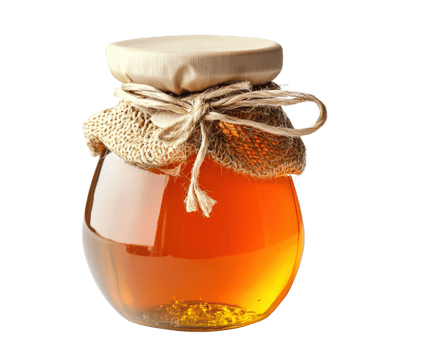 Honey in a jar with a jute bag png