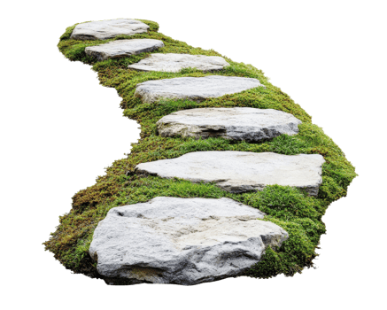 Stepping stones with moss on them png