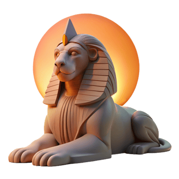 impressive vintage A mysterious sphinx with a lion's body and a human head, gazing into the distance, illuminated by the setting sun. Art style mythical creature art 4K png